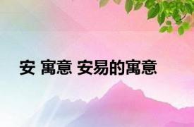 安 寓意 安易的寓意