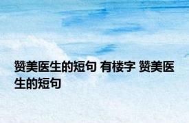 赞美医生的短句 有楼字 赞美医生的短句