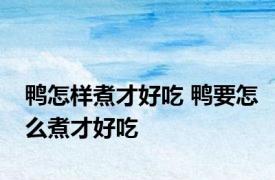 鸭怎样煮才好吃 鸭要怎么煮才好吃