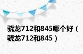 骁龙712和845哪个好（骁龙712和845）