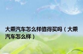 大乘汽车怎么样值得买吗（大乘汽车怎么样）