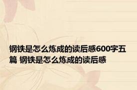 钢铁是怎么炼成的读后感600字五篇 钢铁是怎么炼成的读后感
