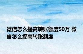 微信怎么提高转账额度50万 微信怎么提高转账额度