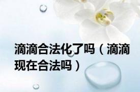 滴滴合法化了吗（滴滴现在合法吗）