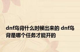 dnf鸟背什么时候出来的 dnf鸟背是哪个任务才能开的