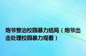炮爷整治校园暴力结局（炮爷出击处理校园暴力观看）