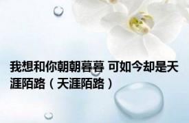 我想和你朝朝暮暮 可如今却是天涯陌路（天涯陌路）