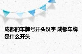 成都的车牌号开头汉字 成都车牌是什么开头