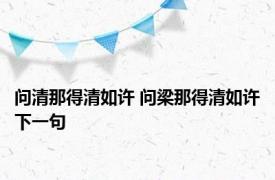 问清那得清如许 问梁那得清如许下一句
