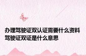 办理驾驶证双认证需要什么资料 驾驶证双证是什么意思