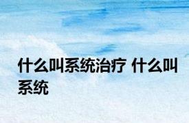 什么叫系统治疗 什么叫系统
