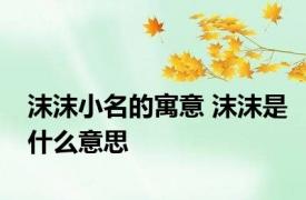 沫沫小名的寓意 沫沫是什么意思