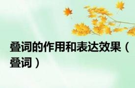 叠词的作用和表达效果（叠词）