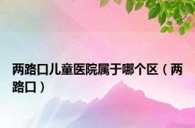 两路口儿童医院属于哪个区（两路口）