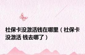 社保卡没激活钱在哪里（社保卡没激活 钱去哪了）