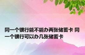 同一个银行能不能办两张储蓄卡 同一个银行可以办几张储蓄卡
