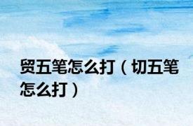贸五笔怎么打（切五笔怎么打）