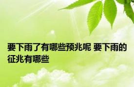 要下雨了有哪些预兆呢 要下雨的征兆有哪些