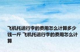 飞机托运行李的费用怎么计算多少钱一斤 飞机托运行李的费用怎么计算