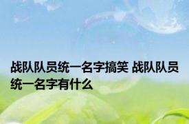 战队队员统一名字搞笑 战队队员统一名字有什么