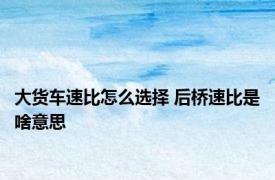 大货车速比怎么选择 后桥速比是啥意思