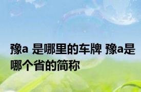 豫a 是哪里的车牌 豫a是哪个省的简称