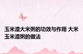 玉米渣大米粥的功效与作用 大米玉米渣粥的做法