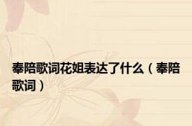 奉陪歌词花姐表达了什么（奉陪歌词）