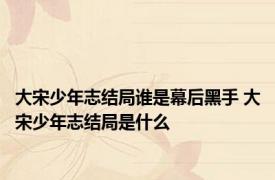 大宋少年志结局谁是幕后黑手 大宋少年志结局是什么
