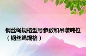 钢丝绳规格型号参数和吊装吨位（钢丝绳规格）