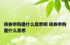 债券申购是什么意思啊 债券申购是什么意思