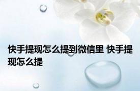 快手提现怎么提到微信里 快手提现怎么提