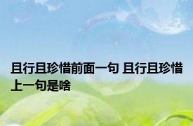 且行且珍惜前面一句 且行且珍惜上一句是啥