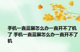 手机一直蓝屏怎么办一直开不了机了 手机一直蓝屏怎么办一直开不了机