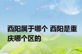 酉阳属于哪个 酉阳是重庆哪个区的