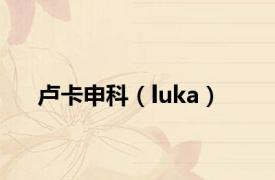 卢卡申科（luka）