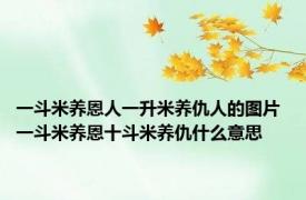 一斗米养恩人一升米养仇人的图片 一斗米养恩十斗米养仇什么意思