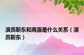演员靳东和高露是什么关系（演员靳东）