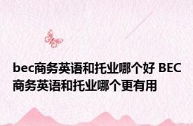 bec商务英语和托业哪个好 BEC商务英语和托业哪个更有用