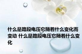什么是路段电压它随着什么变化而变动 什么是路段电压它随着什么变化