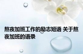 熬夜加班工作的励志短语 关于熬夜加班的语录