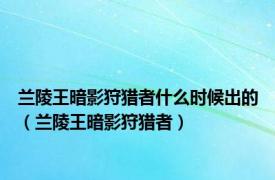 兰陵王暗影狩猎者什么时候出的（兰陵王暗影狩猎者）