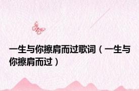 一生与你擦肩而过歌词（一生与你擦肩而过）