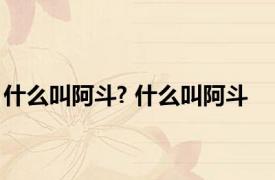 什么叫阿斗? 什么叫阿斗
