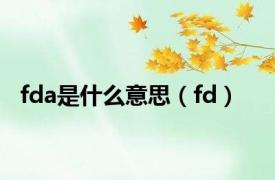 fda是什么意思（fd）