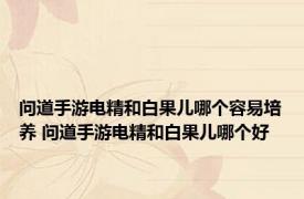 问道手游电精和白果儿哪个容易培养 问道手游电精和白果儿哪个好