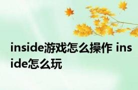 inside游戏怎么操作 inside怎么玩