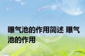 曝气池的作用简述 曝气池的作用