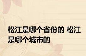 松江是哪个省份的 松江是哪个城市的