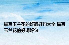 描写玉兰花的好词好句大全 描写玉兰花的好词好句